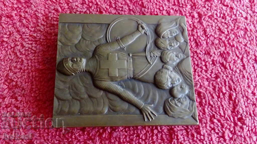 Bronze Plaque Massive Knight Belgium Red Cross - 5 Bronze Plaque Massive Knight Belgium Red Cross - 5