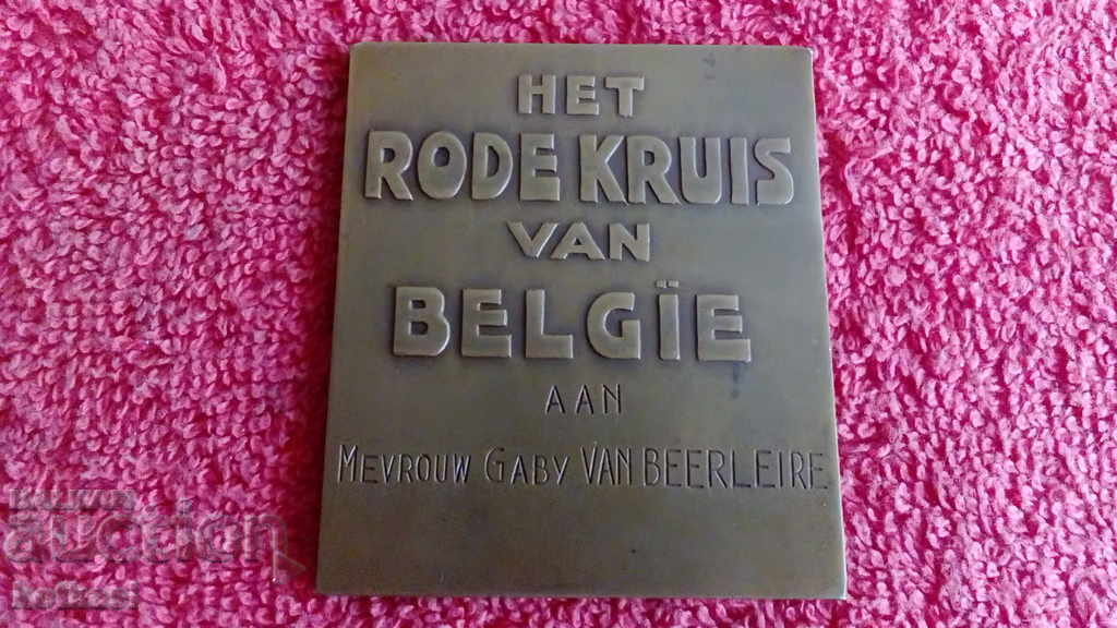 Bronze Plaque Massive Knight Belgium Red Cross - 6 Bronze Plaque Massive Knight Belgium Red Cross - 6