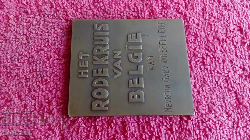 Bronze Plaque Massive Knight Belgium Red Cross - 7 Bronze Plaque Massive Knight Belgium Red Cross - 7