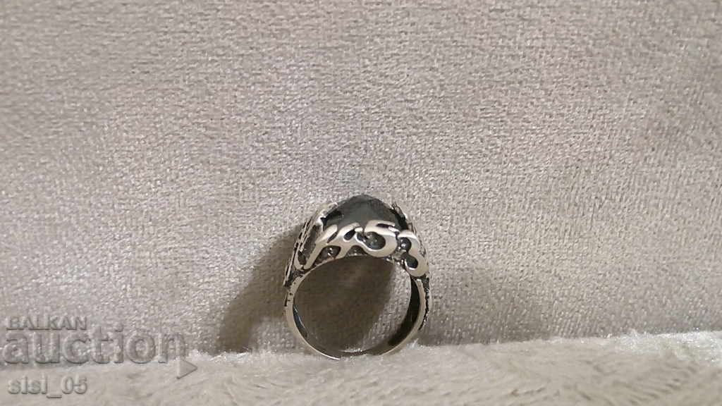 Silver men's ring with Ottoman onyx, Turkish - 5