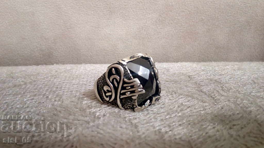 Silver men's ring with Ottoman onyx, Turkish - 6