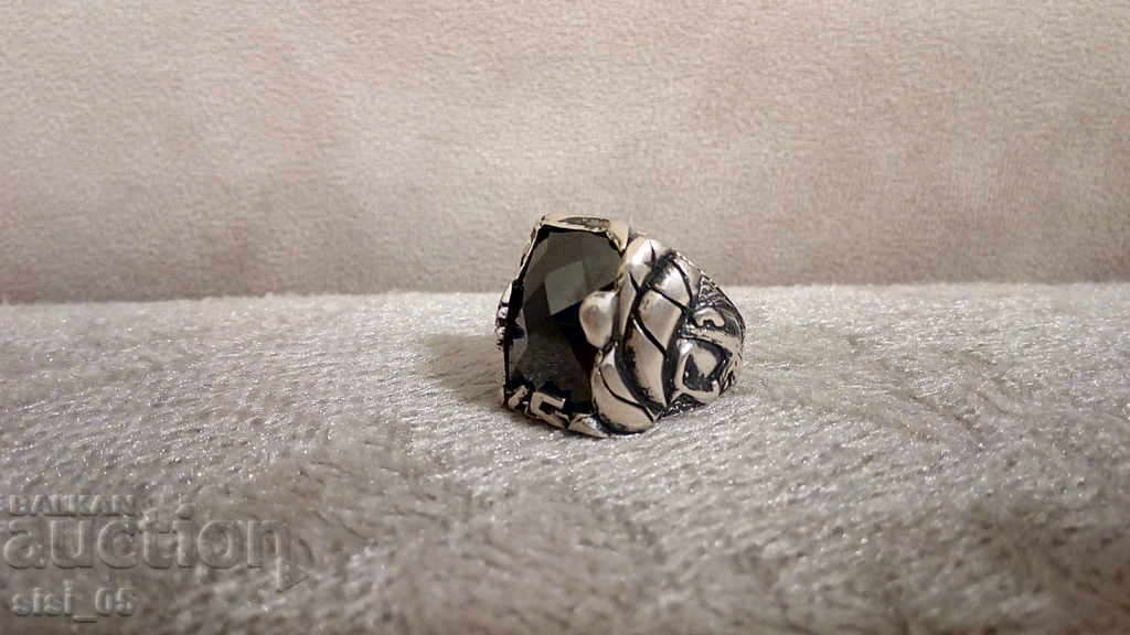 Silver men's ring with Ottoman onyx, Turkish - 7