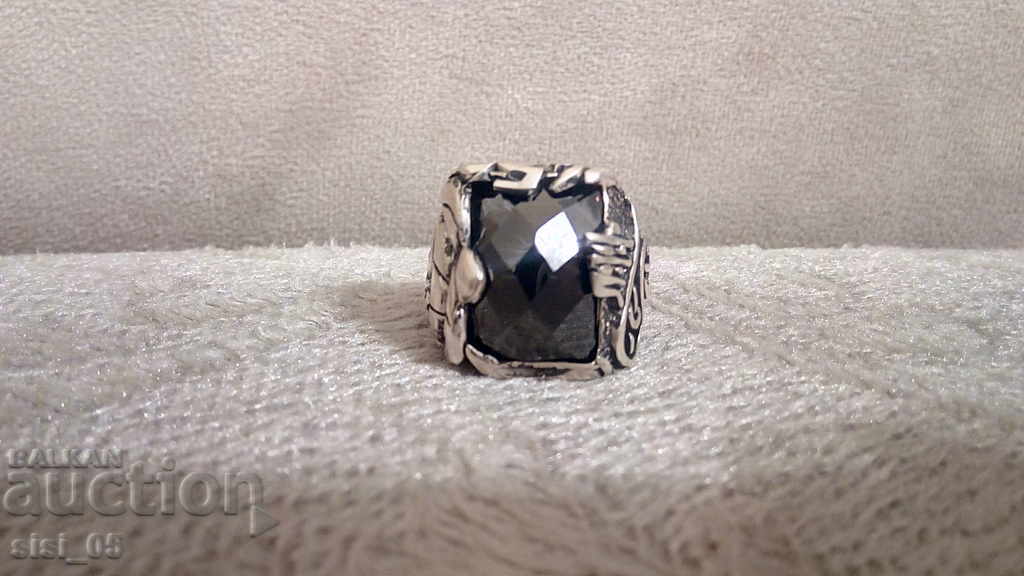 Silver men's ring with Ottoman onyx, Turkish
