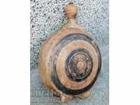 Old wooden vase, wooden bucket, wooden beetle