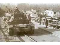 Old photo - Photocopy - Tank "Panzer 4" on a pontoon bridge