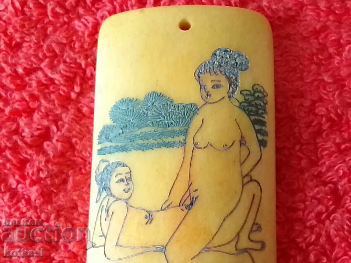 Figure engraving on Bone Sex Erotica Nude Man Woman - 5