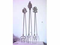 Old bronze fireplace forks - 3 pcs.