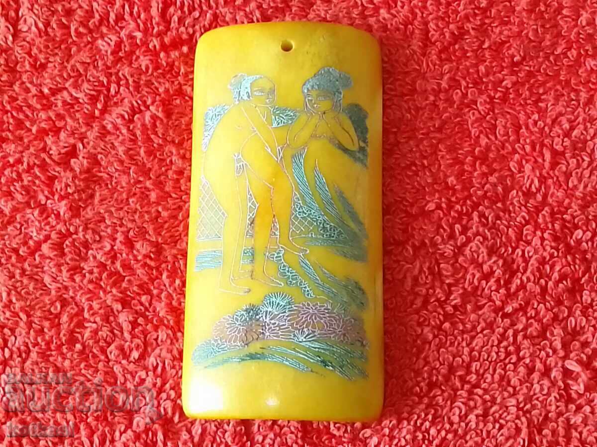 Χαρακτική φιγούρας σε φύλο οστών Ερωτικό γυμνό αρσενικό θηλυκό - 6