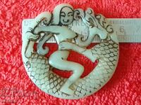 Natural Jade Pendant Figure Sex Erotic Woman Dragon