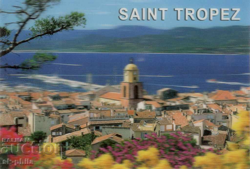 Стара картичка - стерео - Лазурният бряг - Сен Тропе