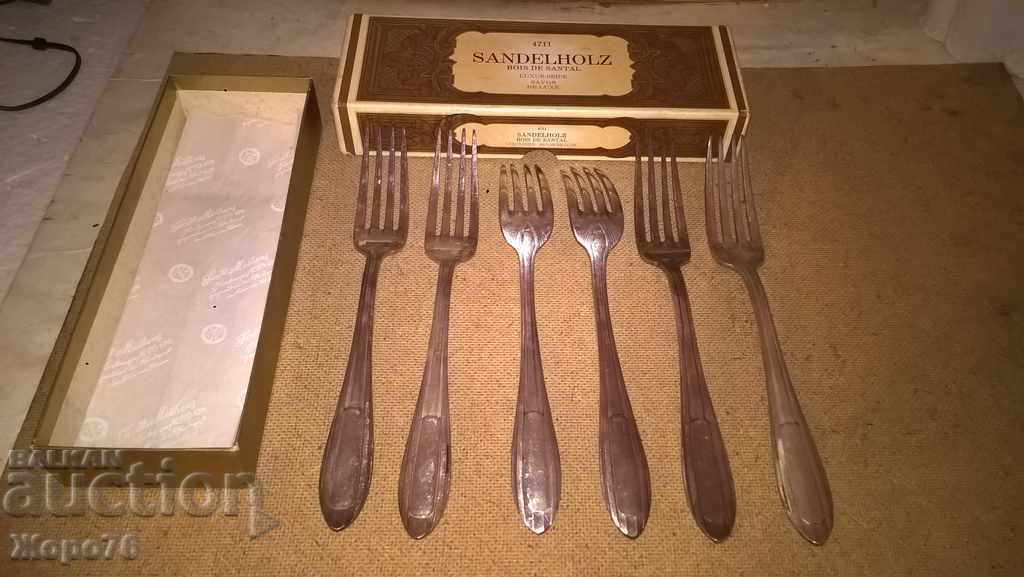 CARSKAYA RUSSIA SILVER 84 - 6 Thick Silver Plated Bronze Forks