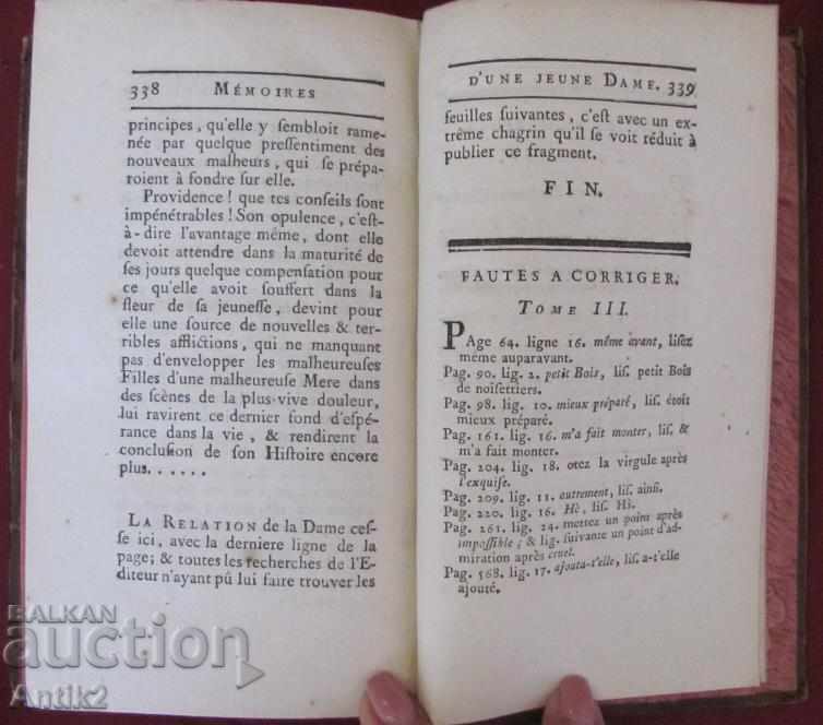 Παράδοση 1762 Βιβλίο MEMOIRES DE LA VERTU Τόμος 4