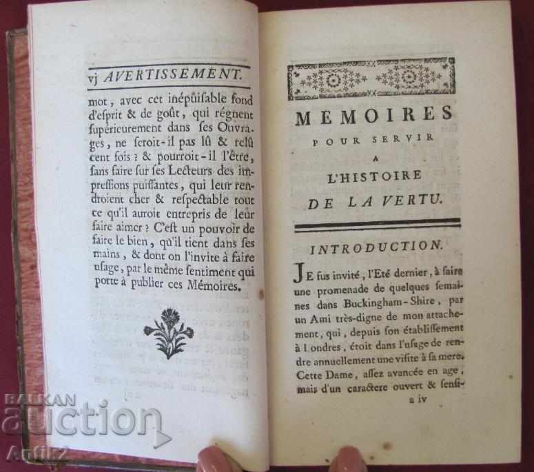 1762. Carte MEMOIRES DE LA VERTU Volumul 1 - 5 1762. Carte MEMOIRES DE LA VERTU Volumul 1 - 5