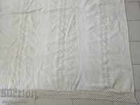 Стар ръчно тъкан чаршаф с дантела кенар
