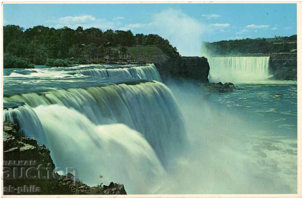 Стара картичка - водопад Ниагара, изглед от Канада