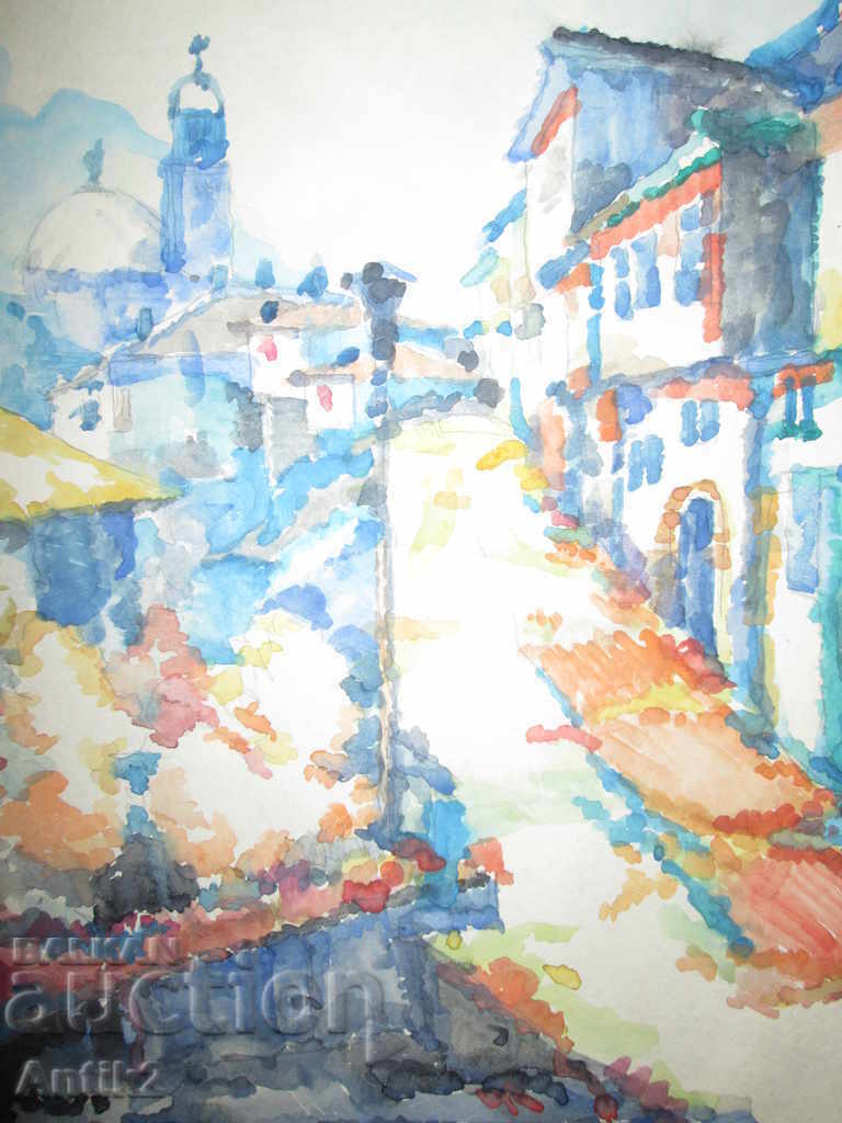 Auction  Original watercolor painting, signed 36x51cm