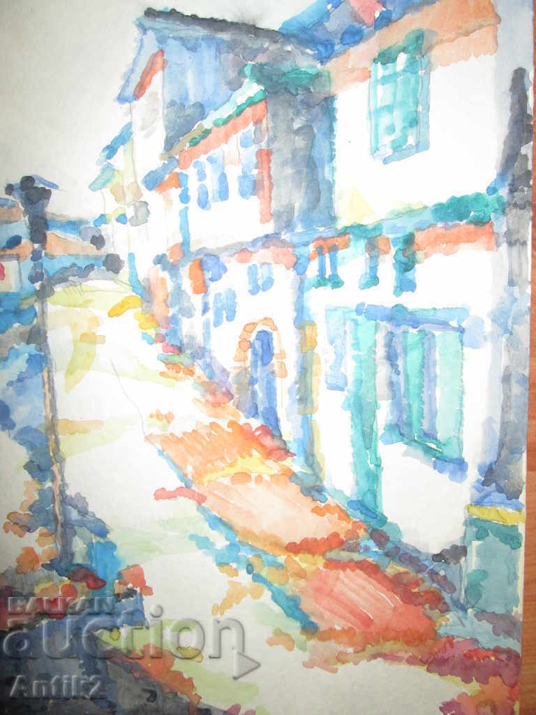 Delivery of Original watercolor painting, signed 36x51cm