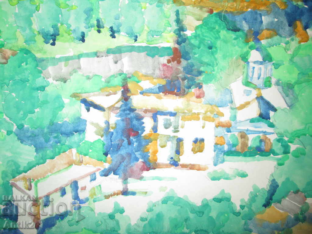 Auction Original watercolor painting, signed 36x51cm Auction Original watercolor painting, signed 36x51cm