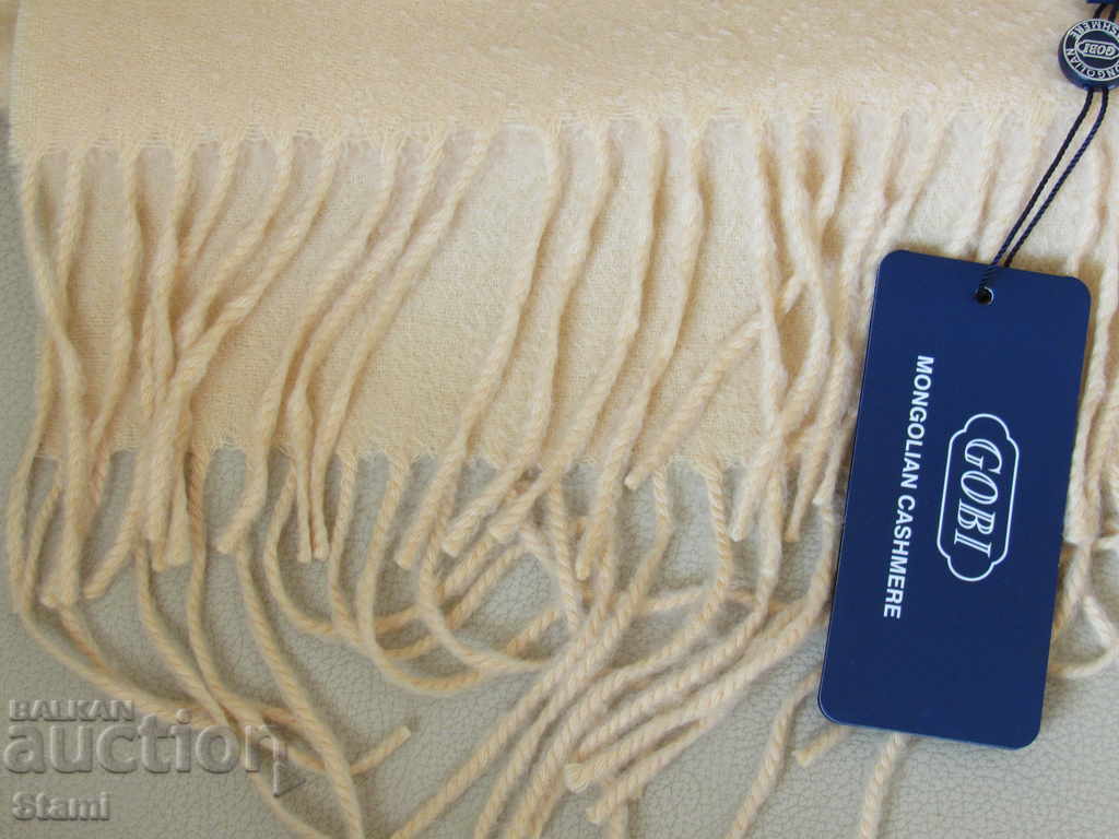 New cashmere pastel yellow scarf GOBI, Mongolia - 5