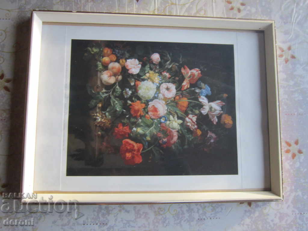 An old still life painting with flowers and fruits with price 25.00 BGN | € 12.78