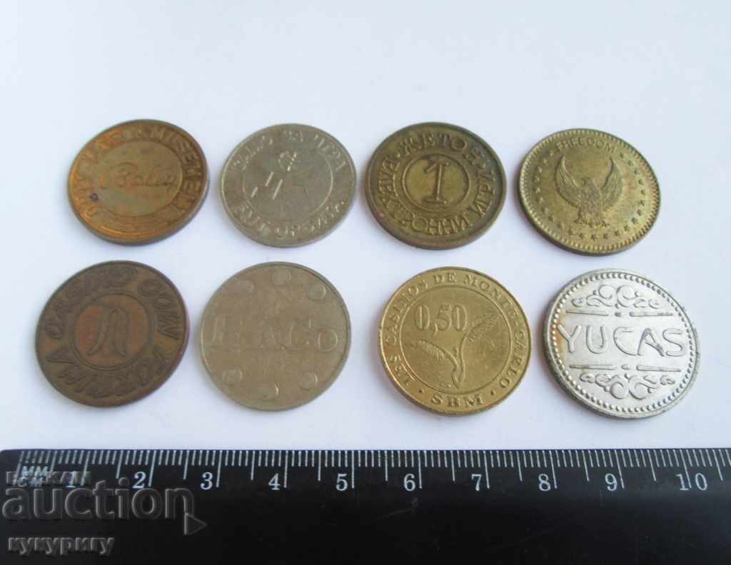 Lot of 8 different old token tokens with price 40.00 BGN | € 20.45 Lot of 8 different old token tokens with price 40.00 BGN | € 20.45
