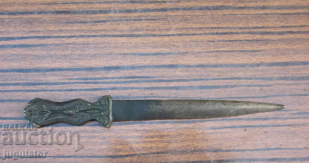 Auction  old antique bronze knife for letters with ornaments