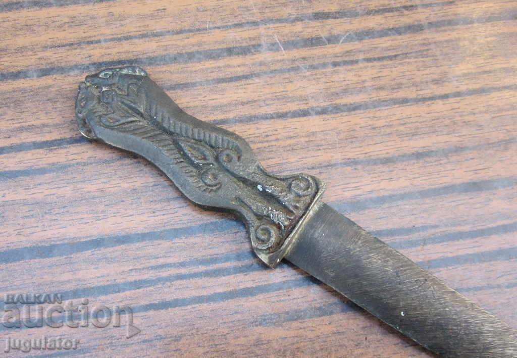 old antique bronze knife for letters with ornaments - 5