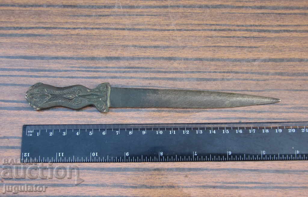 old antique bronze knife for letters with ornaments - 6