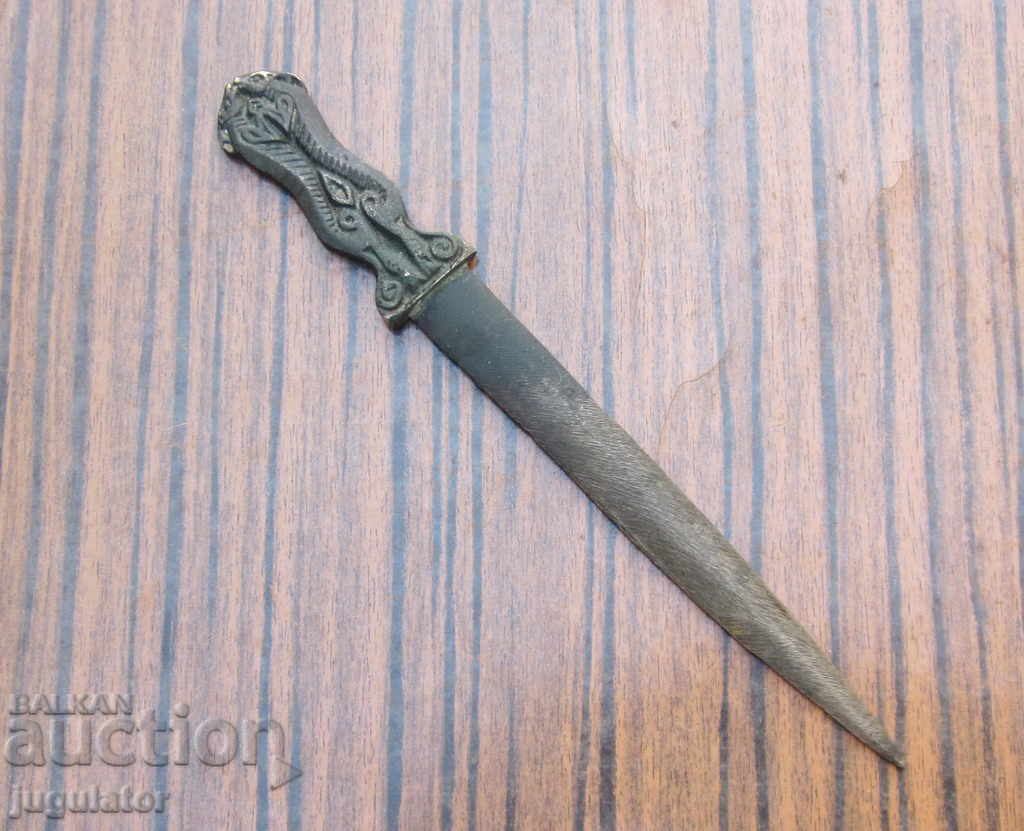 old antique bronze knife for letters with ornaments