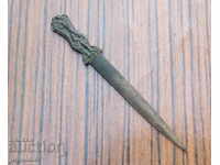 old antique bronze knife for letters with ornaments