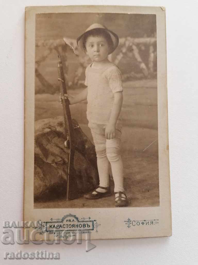Photo cardboard photograph soldier Pishka Karastoyanov Photo cardboard photograph soldier Pishka Karastoyanov