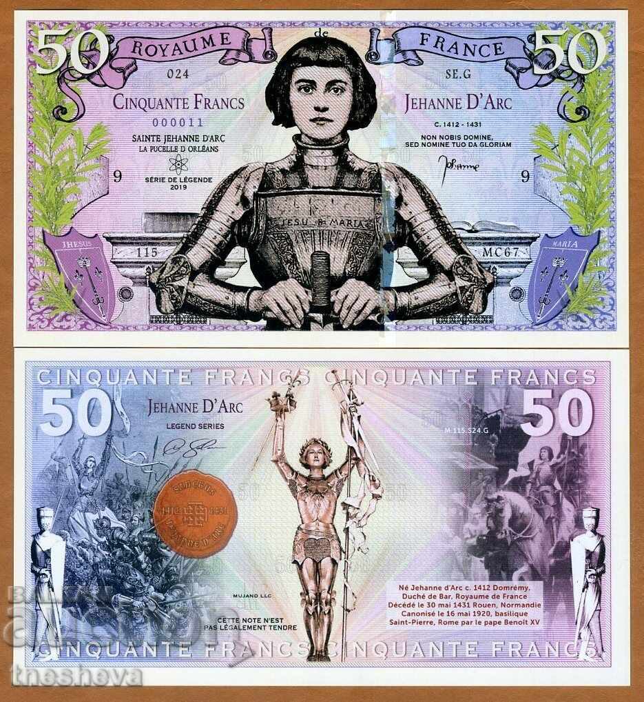 Franța, 50 de franci, 2019 Jeanne d'Arc