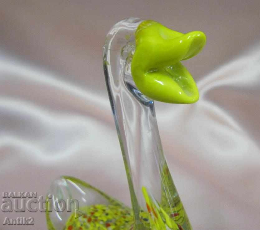 Old Morano Crystal Glass Figurine-Swan - 6 Old Morano Crystal Glass Figurine-Swan - 6