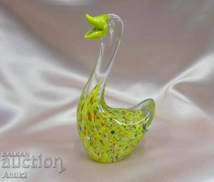 Old Morano Crystal Glass Figurine-Swan