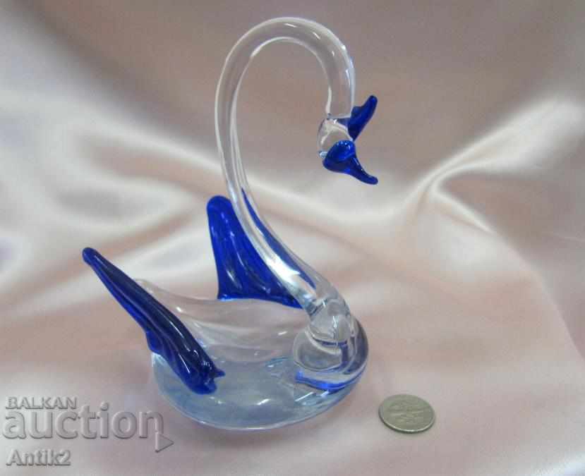 Old Morano Crystal Glass Figurine Swan - 7 Old Morano Crystal Glass Figurine Swan - 7