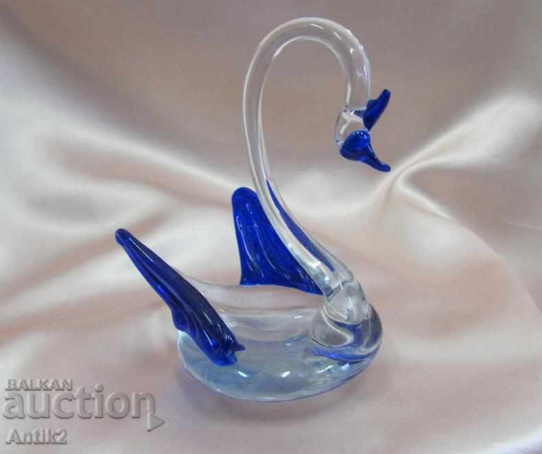 Old Morano Crystal Glass Figurine Swan