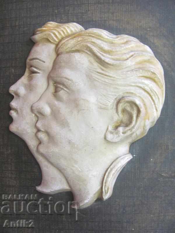 Auction The 30th Bas-relief - Boy and Girl M.Vinarov signed Auction The 30th Bas-relief - Boy and Girl M.Vinarov signed