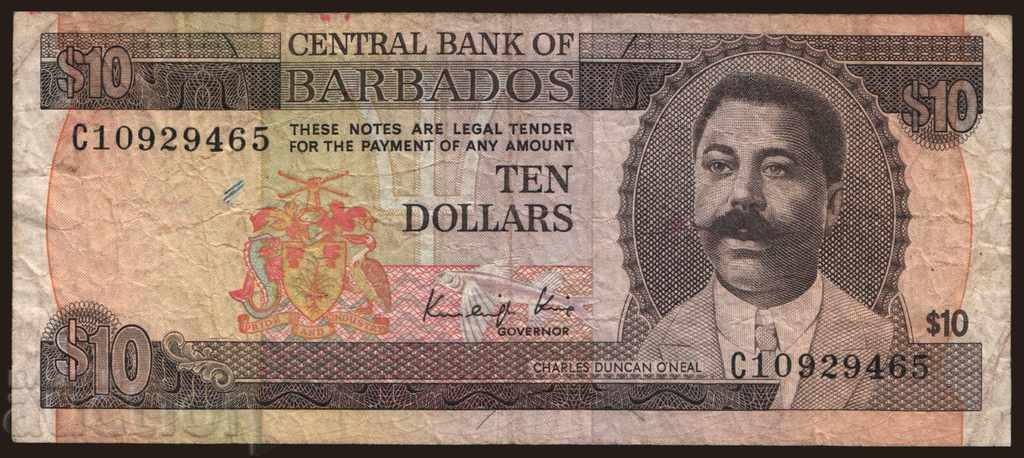Barbados $ 10 1986 P-35
