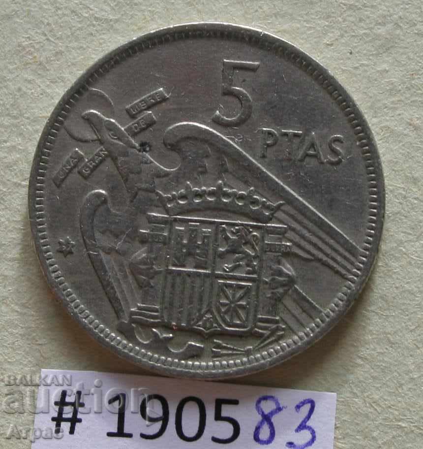 5 pesetas 1957 Spania
