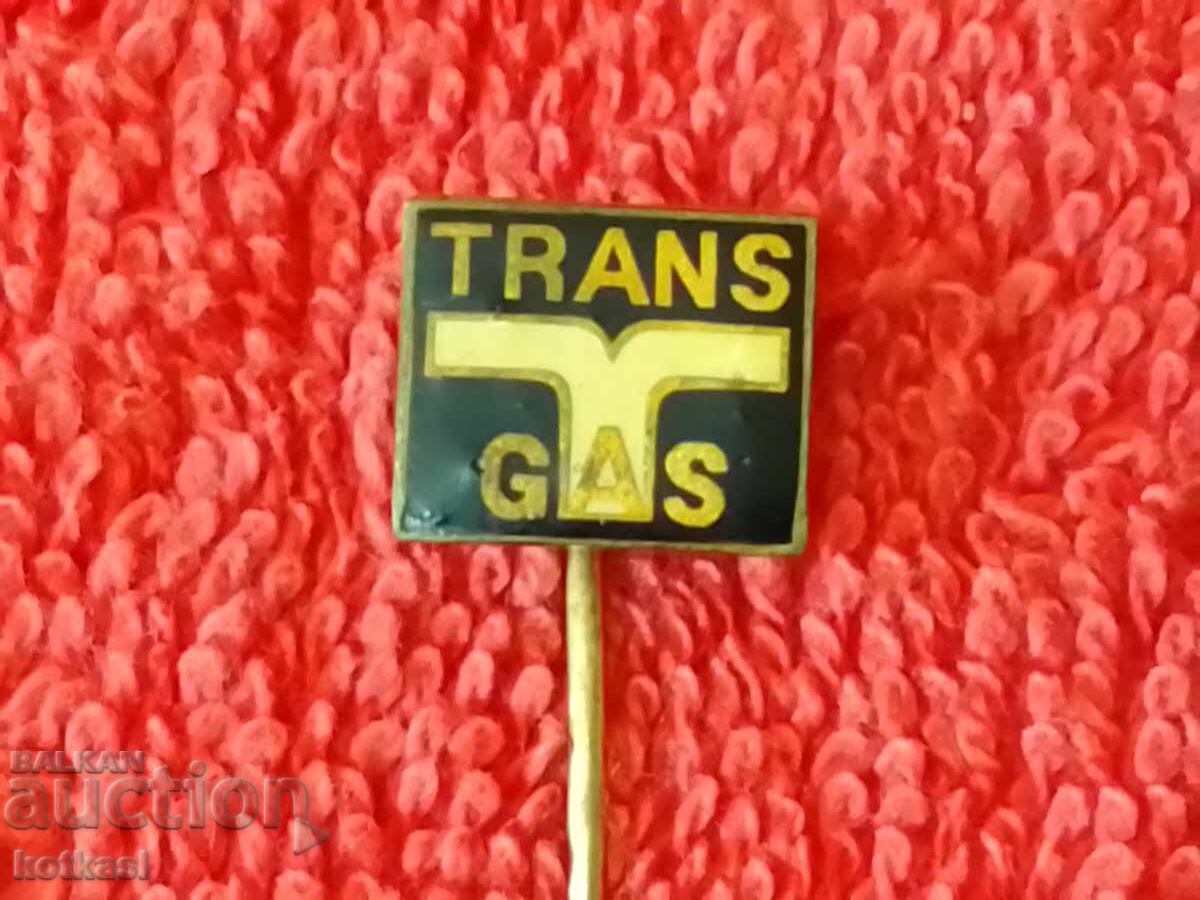 Old solid bronze pin badge marked TRANS GAS - 6 Old solid bronze pin badge marked TRANS GAS - 6