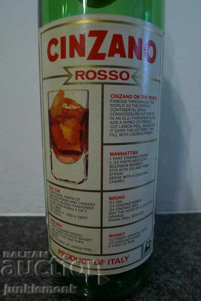 Auction  COLLECTION BOTTLE OF VERMUT "CINZANO", 80'S YEARS !!!