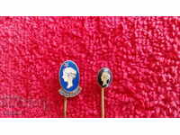 Lot 2 pcs. old badges bronze pin female stars SONP