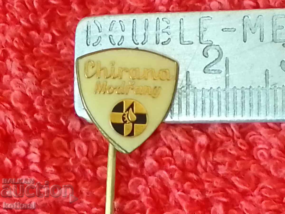 Old Chirana Modrany Solid Bronze Pin Badge Old Chirana Modrany Solid Bronze Pin Badge