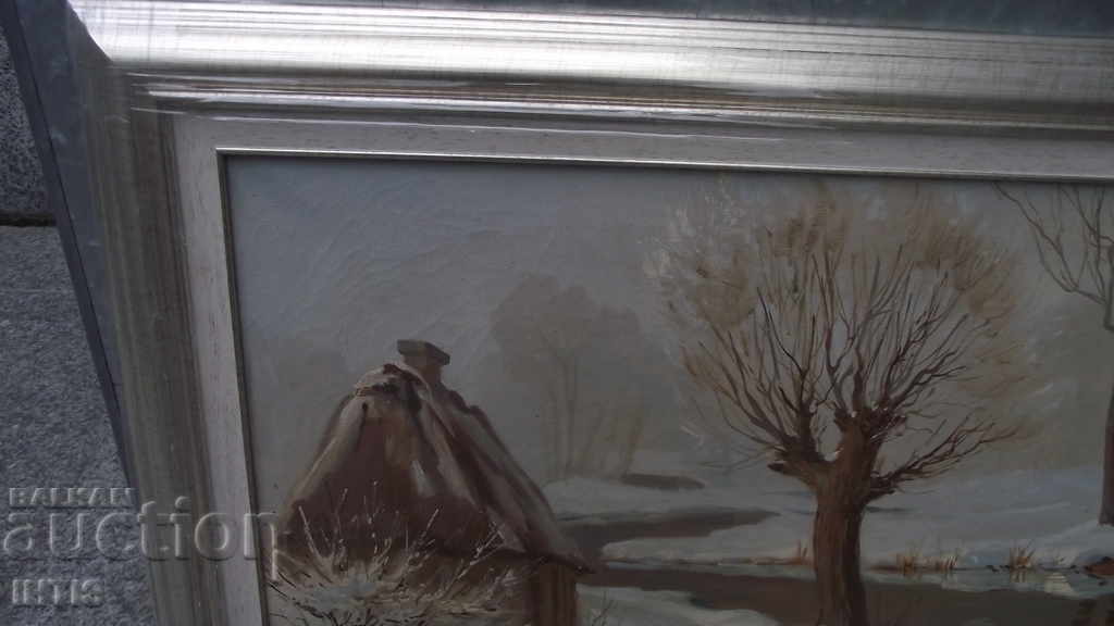 Auction OLD painting landscape - Winter - Oil - Auction OLD painting landscape - Winter - Oil -