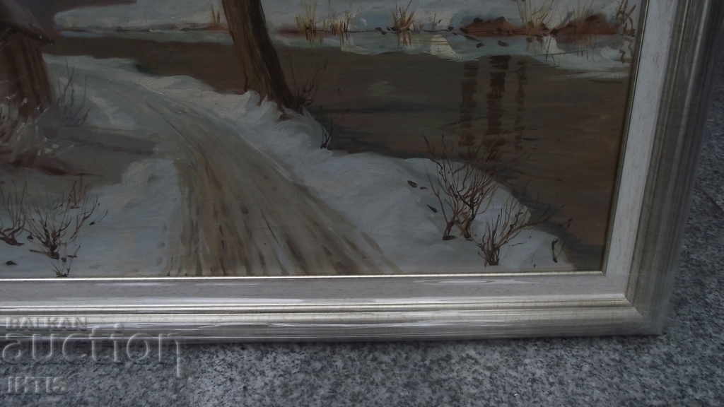 СТАРА картина пейзаж - Зима - Масло - - 6