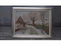 OLD painting landscape - Winter - Oil -