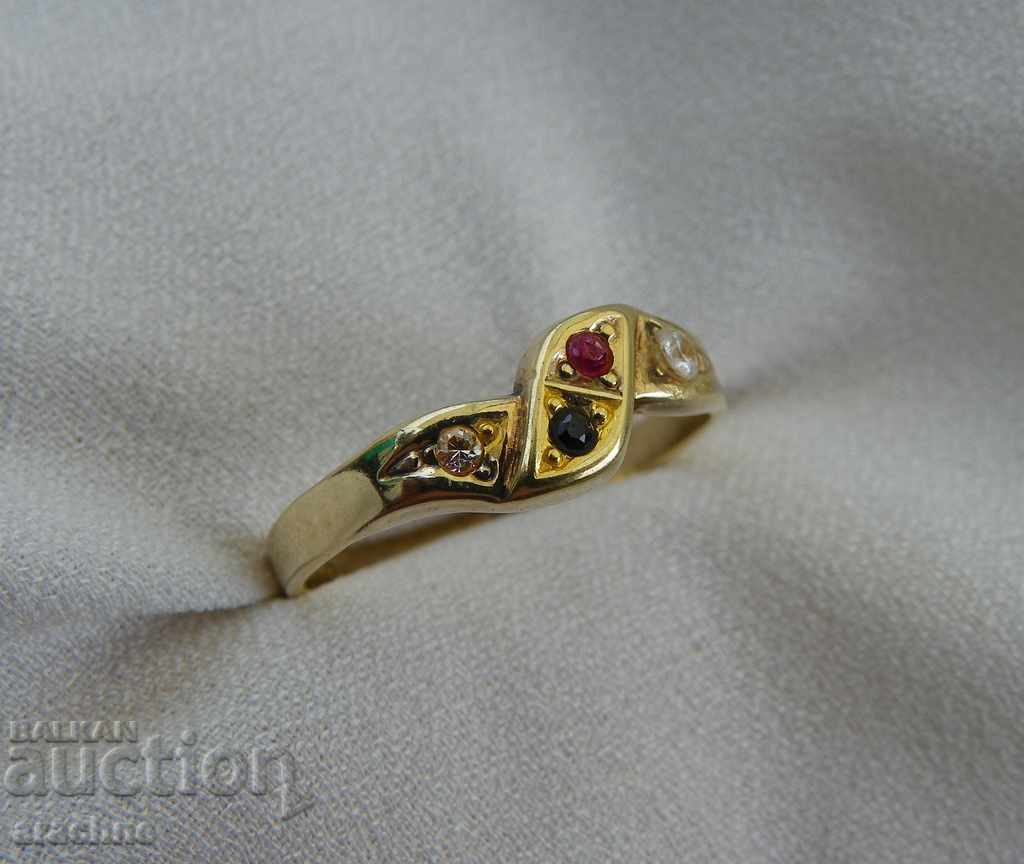 Gold-plated silver ring with ruby, sapphire, white and yellow topazes with price 85.00 BGN | € 43.46 Gold-plated silver ring with ruby, sapphire, white and yellow topazes with price 85.00 BGN | € 43.46