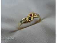 Gold-plated silver ring with ruby, sapphire, white and yellow topazes