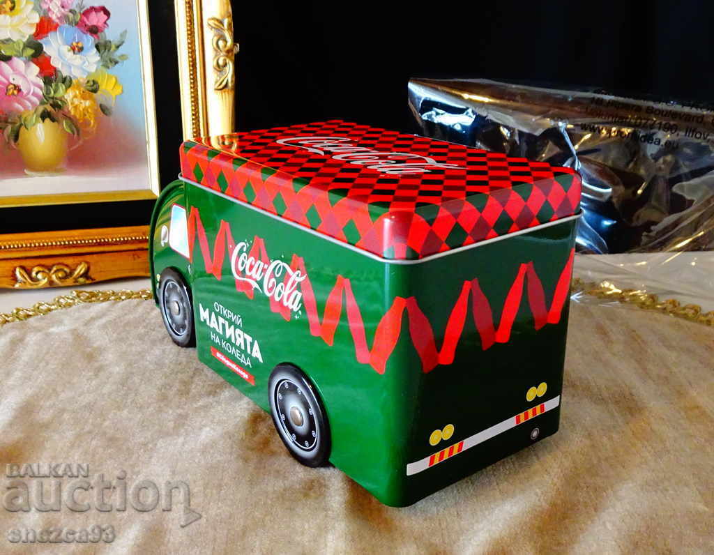 Delivery of Coca-Cola truck, metal can.