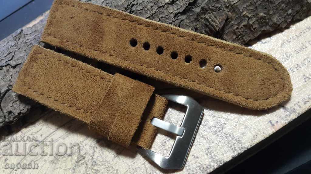 Leather watch strap 26mm Natural suede handmade 514 with price 40.00 BGN | € 20.45 Leather watch strap 26mm Natural suede handmade 514 with price 40.00 BGN | € 20.45